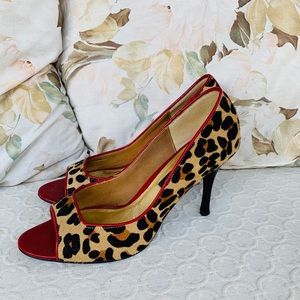 Beverly Feldman Pony Hair Peep Toe Heel